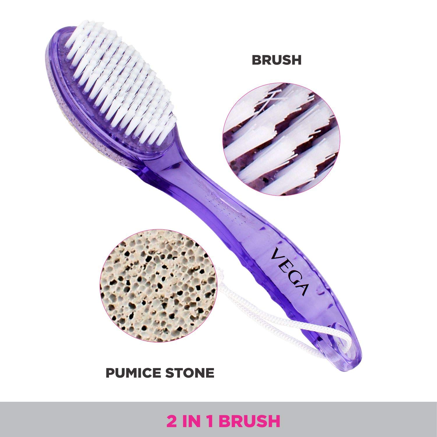 VEGA Pumice Foot Tool Stone/Nail Brush with Handle, Color May Vary & Large Nail Clipper (Black) (LNC-03) 2