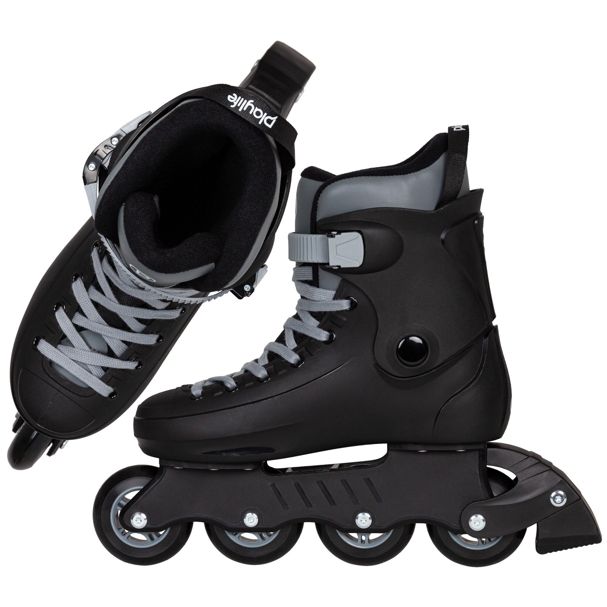Playlife Rave Black 80 Rollers en ligne, noirs, pour homme et femme, taille 39-46, rollers rétro avec roues 80 mm/85 A, roulements à billes ABEC 7