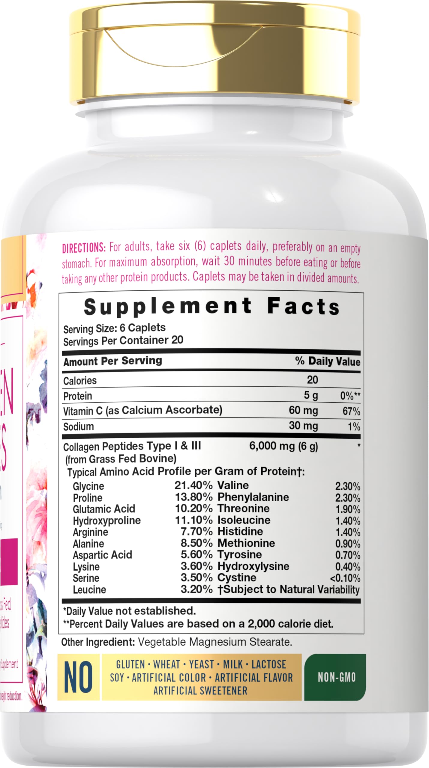 Carlyle Collagen Peptides with Vitamin C | 6000mg | 120 Caplets — Amazon image 2