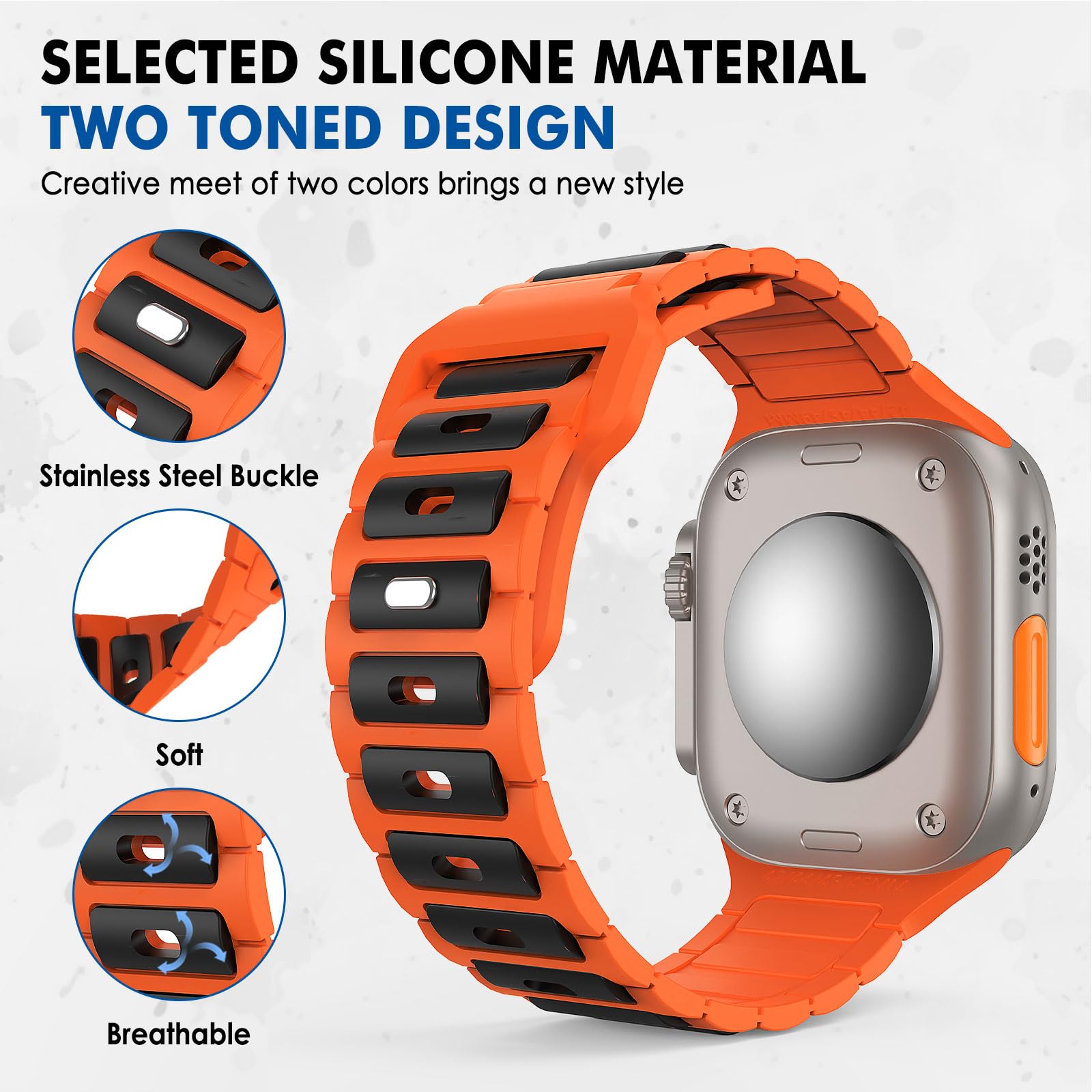 MoKo Cinturino Compatibile con Apple Watch Ultra 2 49mm 46mm 45mm 44mm 42mm per Uomo Donna, Cinturino di Ricambio Sportivi in Silicone per iWatch Apple Watch Serie 10 9 8 7 6 5 SE Ultra 2