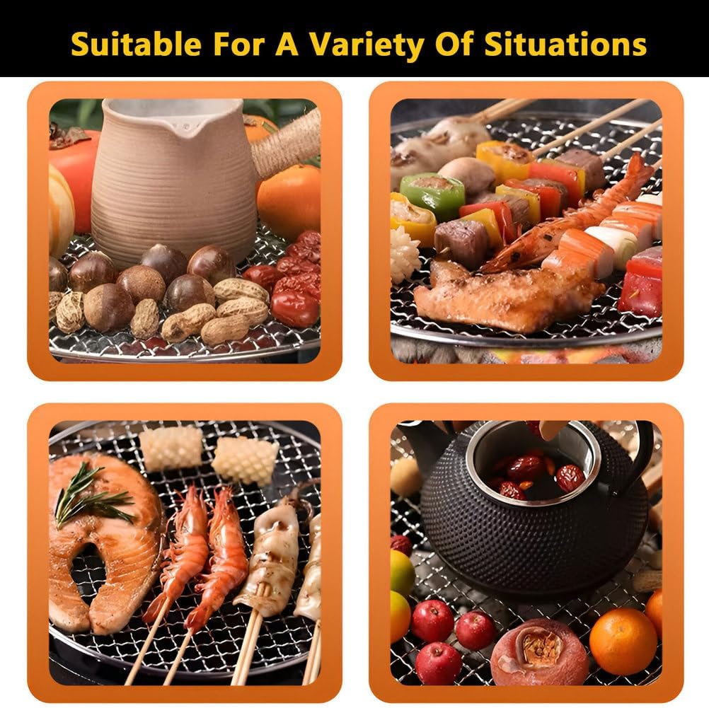 AIZYR BBQ Charcoal Grill, Portable Household Charcoal Barbecue Grill Tabletop Charcoal Stove Camping Grill for Party Outdoor Picnics Hiking,28cm