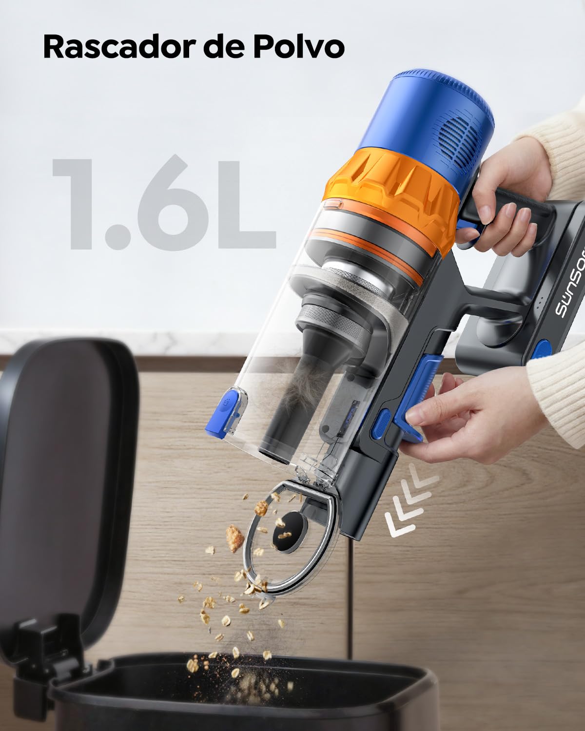Aspiradora sin Cable 600W/50KPA/65Min(ECO), Escoba Aspiradora sin Cable Vertical X13 con Adaptador curvo de 90°, AUTO Modo, Carga de Pared, Aromaterapia, Manguera de 1M, para Cabello/Alfombras/Pisos