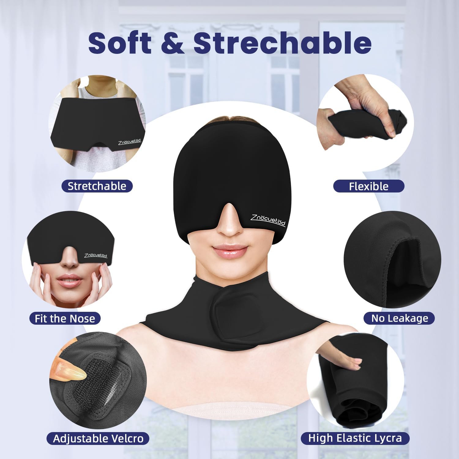 Migraine Relief Cap and Neck Ice Pack Wrap Gel Set, Upgrade Headache Hangover Cold Cap and Cervical Ice Packs Compress Relief for Head Neck Pain, Stress, Swelling, Office Pressure Gift for Women Men