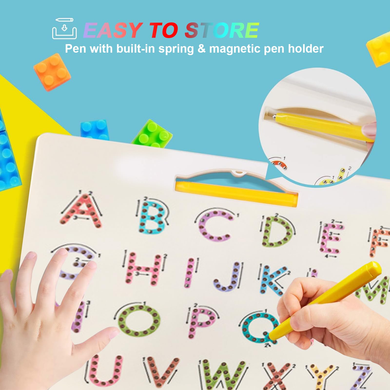 Pizarra Magnética De Letras Para Aprender A Escribir – Incluye 52 Letras Mayúsculas Y Minúsculas Con Lápiz Magnético, Para Niños 3+ Años