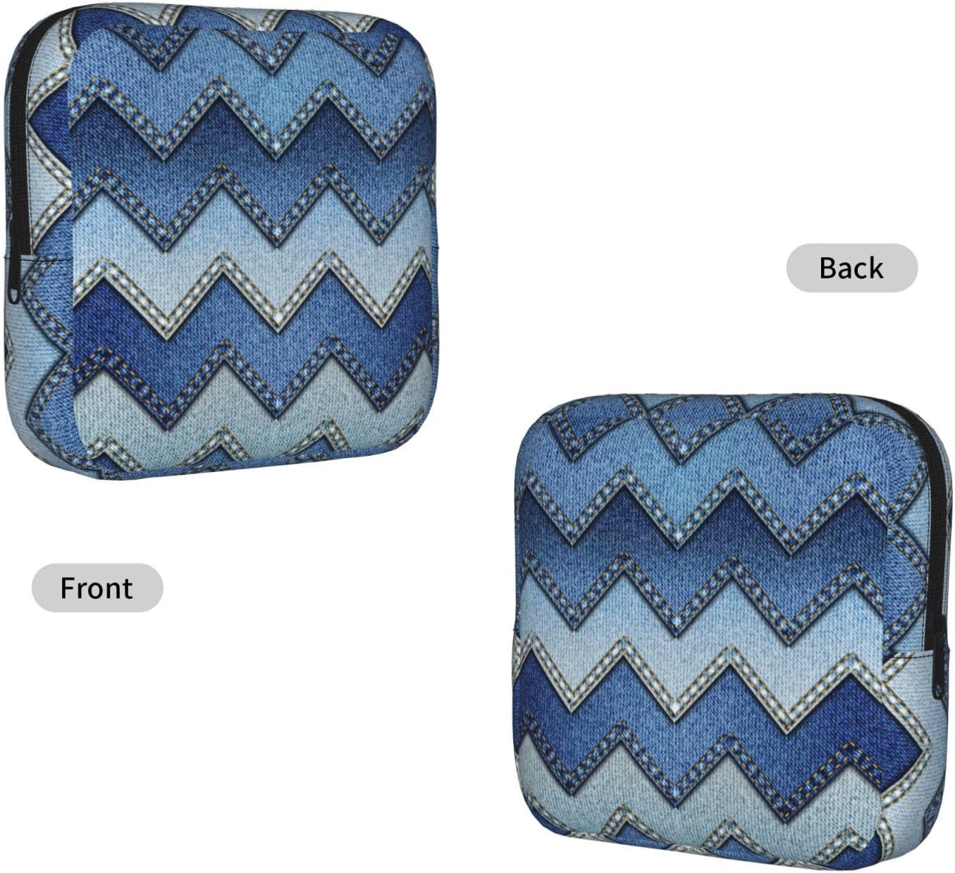 Gradient Blue Denim Print Women Period Bag Sanitary Pouch Portable Pad Pouch Tampon Holder Small Zipper Pouch Storage Bag