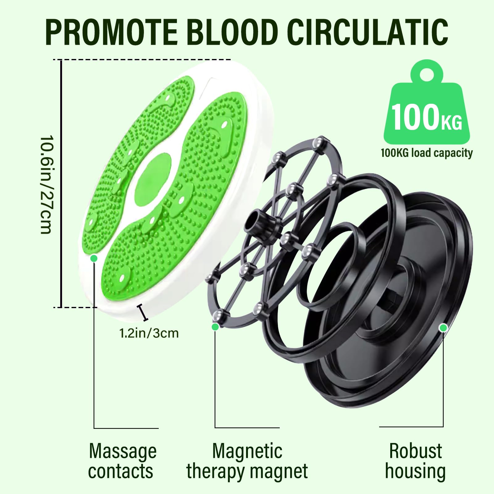 Twist Waist Disc Board, Disco Rotante Fitness con Fune di Trazione Breaking Limits Slimmy Pedana Rotante Dimagrante Multi-funzionale massaggio ai piedi magnetico Attrezzatura per il fitness