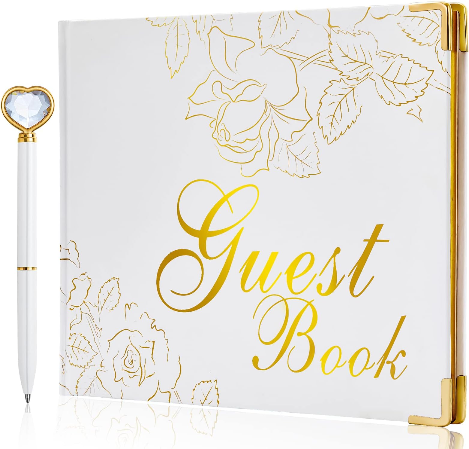 Vienrose Wedding Guest Book Set With A Pen And A