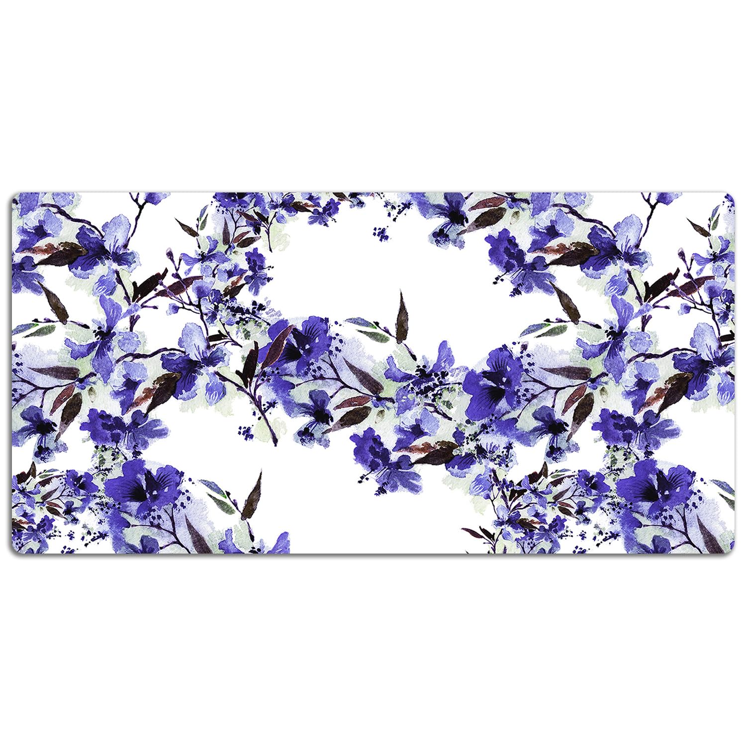 Sottomano da Scrivania 120x60 cm Facile da Pulire Antiscivolo Impermeabile per Ufficio e Casa in Vinile PVC Protezione e Decorazione Superficie Protettiva - Fiori blu