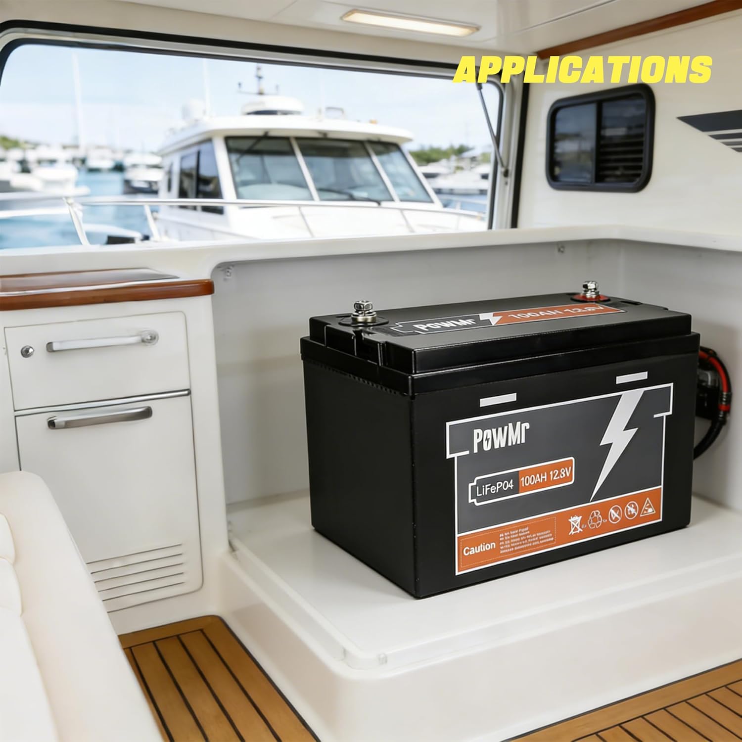 PowMr 12V 100Ah LiFePO4 Lithium Battery, 100Ah RV Battery Built-in 100A BMS with Max.1280Wh Energy, Up to 15000+Cycles, Support 4P4S​, Perfect for Off-Grid, RV, Marine, Solar System, Home Backup, Boat