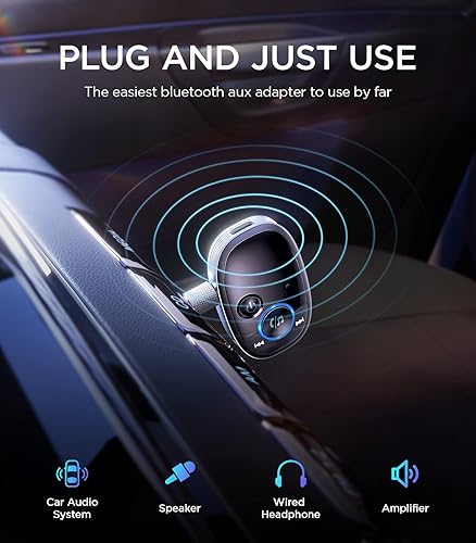Miniatura 2 de AINOPE Adaptador auxiliar Bluetooth para automóvil, adaptador de dientes azules 6.0 mejorado para iPhone de automóvil, entrada auxiliar de 0.138 in,