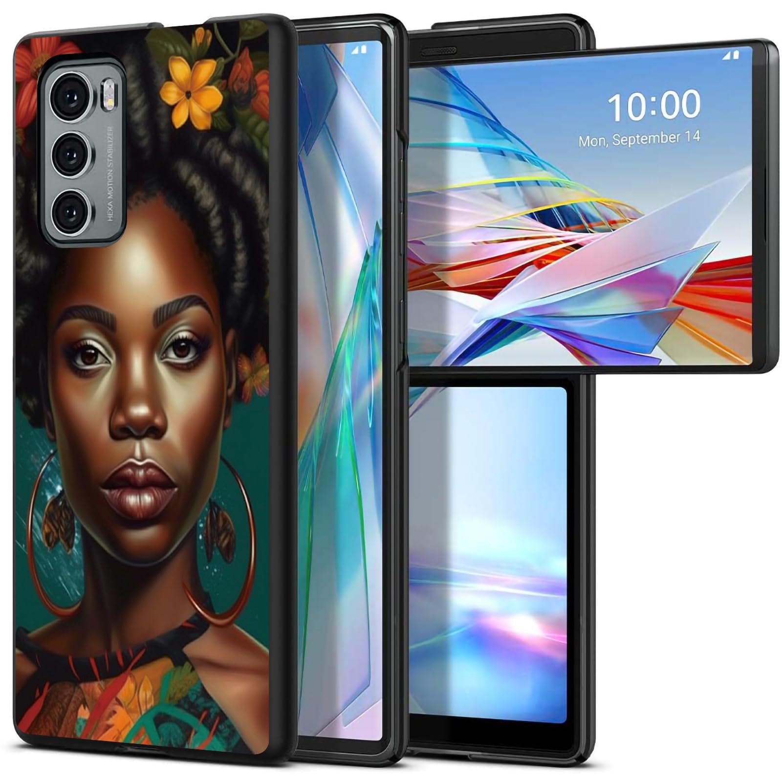 Women Africa American for LG Wing 5G 6.8" Phone Case, Slim Phone Case for LG Wing (2020), Hard PC Shookproof Wireless Charging Men/Women Cover for LG Wing 5G