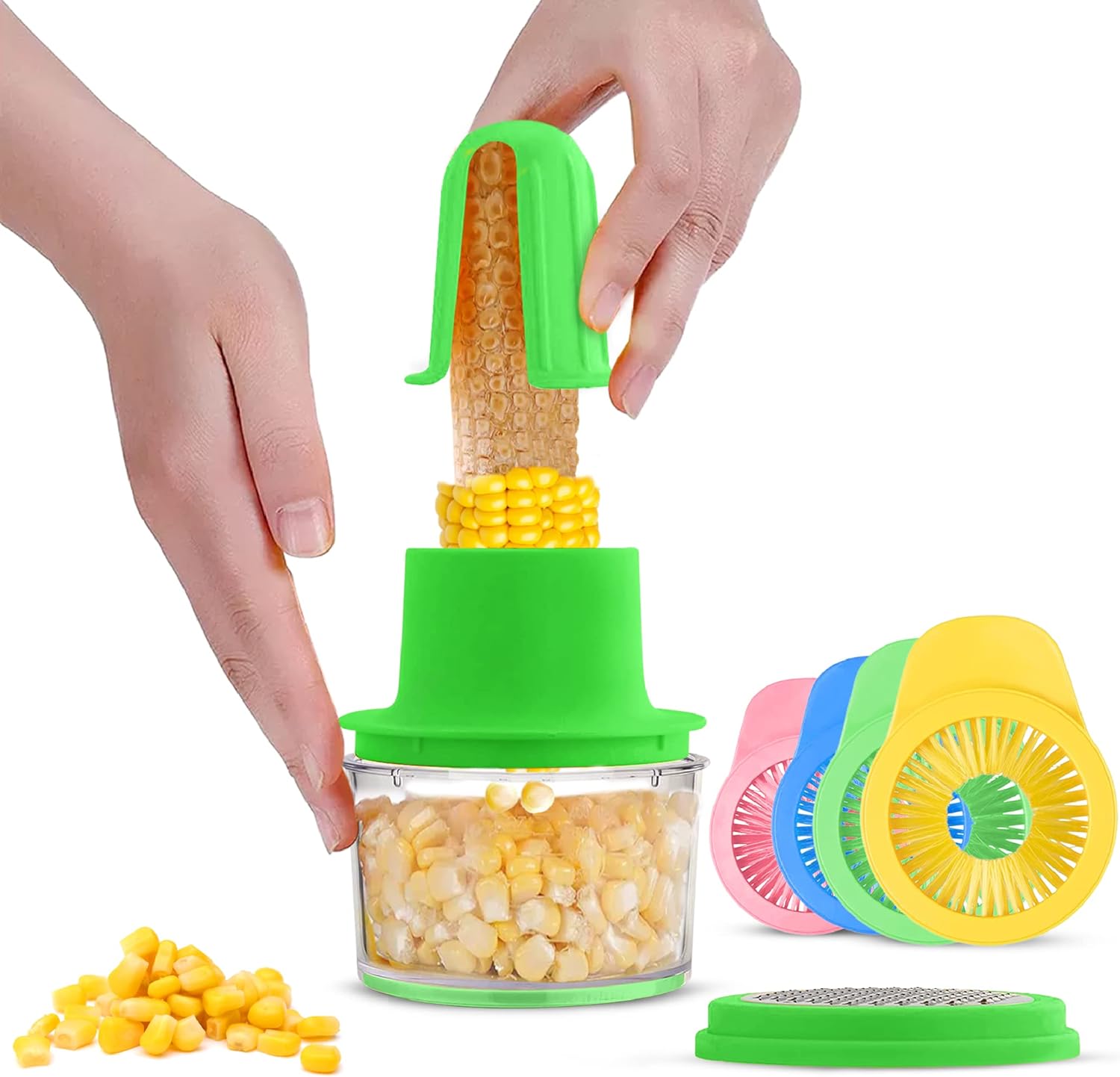 Green Corn Peeler and Double Row Corn Silk Remover Set