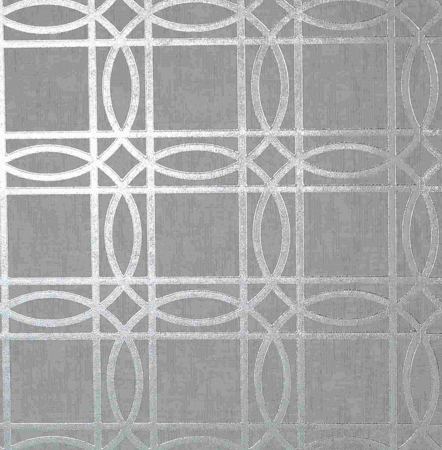 Arthouse Silver Geo Grey Kiss Foil Wallpaper