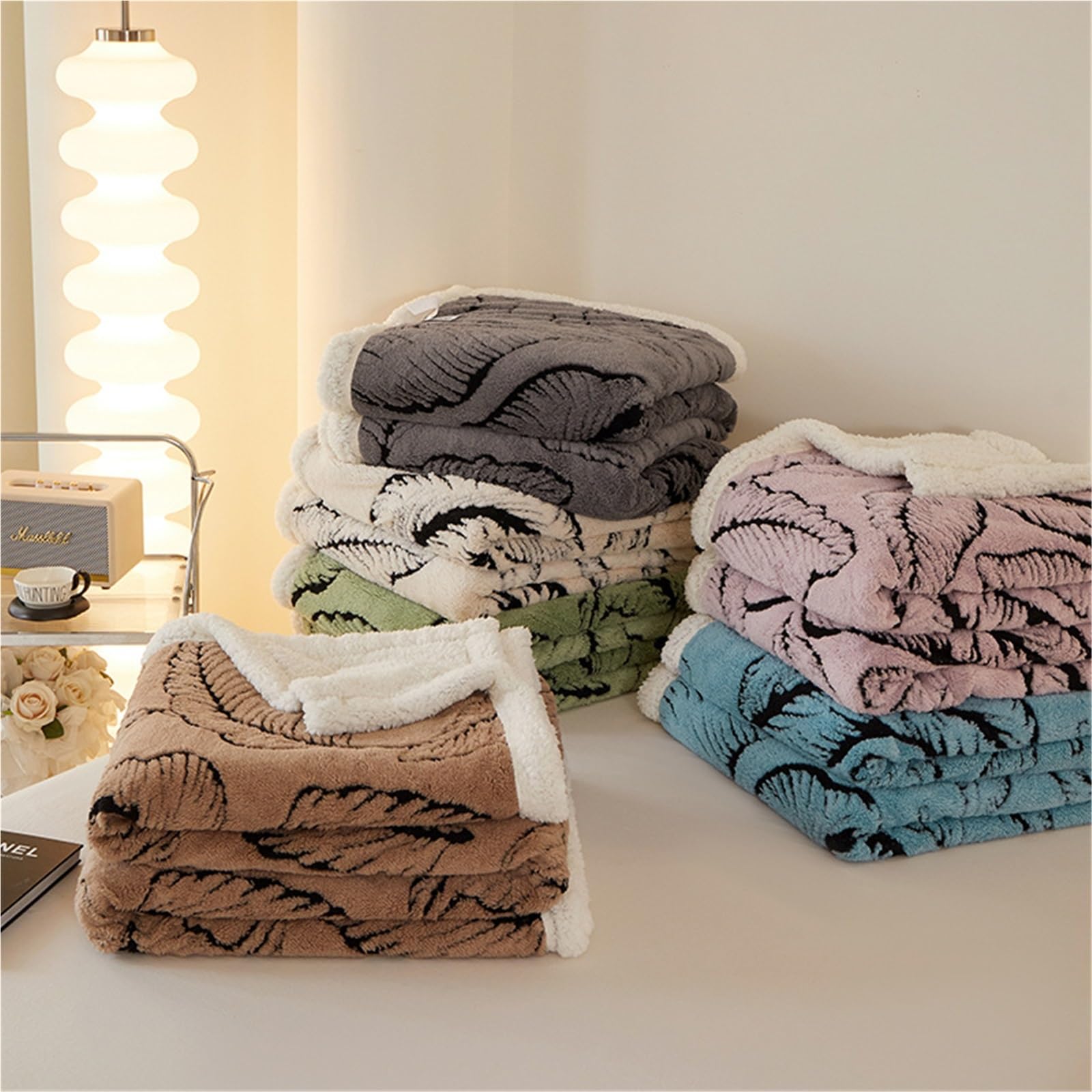 Mantas Y Plaids De Sherpa De Polar Reversibles Y Suaves, Mantas De Felpa Cálidas Y Acogedoras, Agradables para La Piel Y Lavables A Máquina, Ideales para Cama O Sofá(Pattern 5,200x230cm)