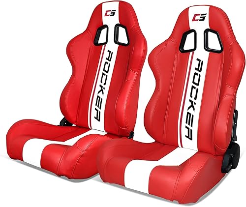 IKON MOTORSPORTS - Par de asientos para vehículos de carrera universales con deslizador de doble bloqueo reclinables asiento izquierdo y asiento