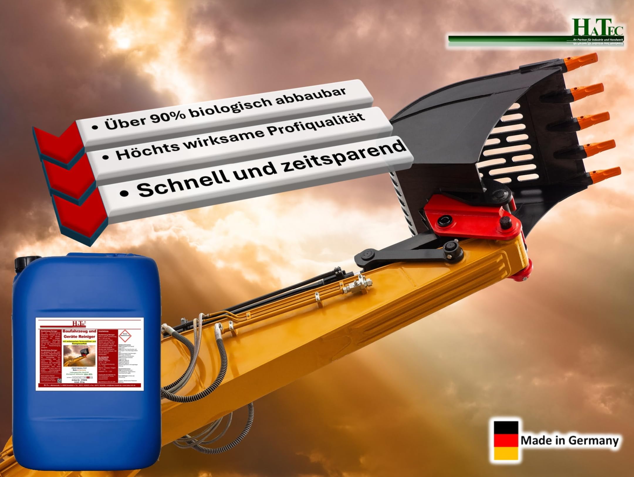 Baufahrzeug- und Geräte Reiniger 25kg, Baggerreiniger, Radladerreiniger, Staplerreiniger, Fahrzeugreiniger, Gerätereiniger, über 90% biologisch abbaubar, sehr Ölabscheiderfreundlich.