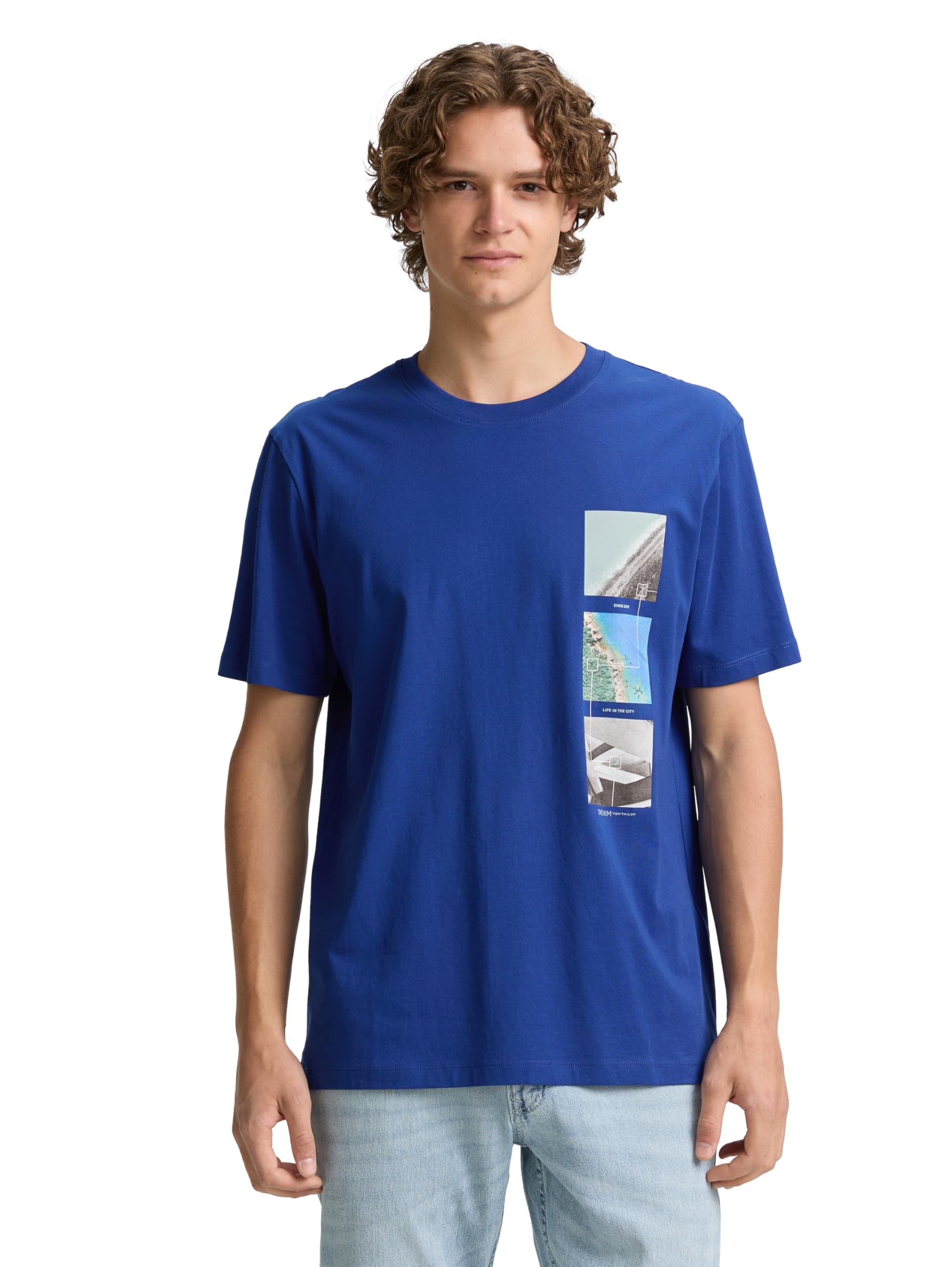 TOM TAILOR Denim Men's 1046111 T-Shirt, 10833-Sodalite Blue, S