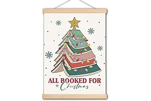Preppy Christmas Decor Book Lovers Gifts Christmas Book Tree Poster Hanger Frame
