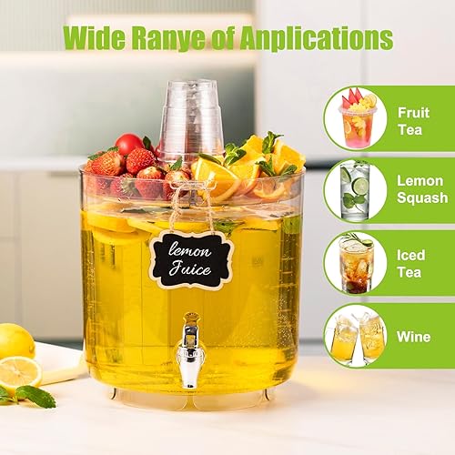 Miniatura 4 de Dispensador de bebidas de 2 galones para fiestas, paquete de 2, dispensador de bebidas sin BPA con grifo sin goteo, dispensadores de jugo con