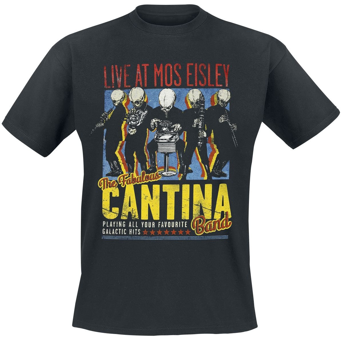 Star Wars Cantina Band On Tour Hombre Camiseta Negro Regular