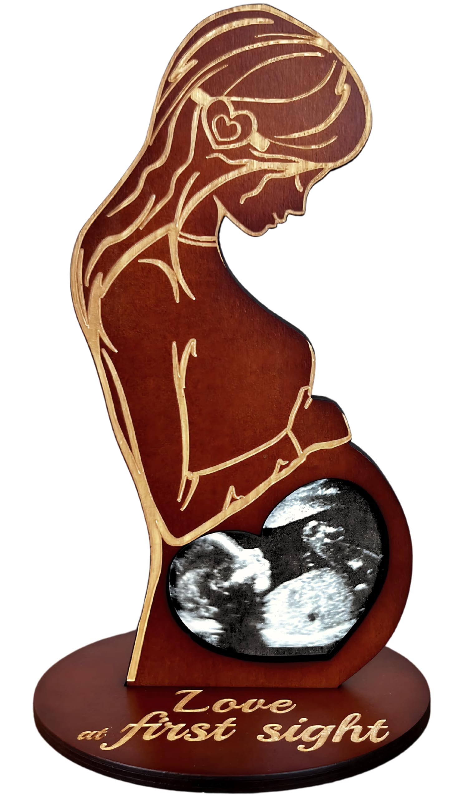 Heart's Sign Baby Scan Picture Frames - Baby Scan Photo Frames Pregnancy Gifts for New Mum To Be | Unique Baby Scan Frame Gifts (Brown)