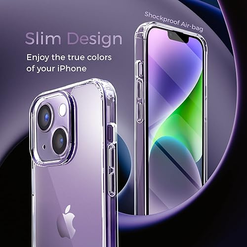 Miniatura 5 de MOTIVE Funda para iPhone 14 con clip para cinturón, a prueba de golpes y funda delgada con clip, no amarillenta para Apple  Transparente