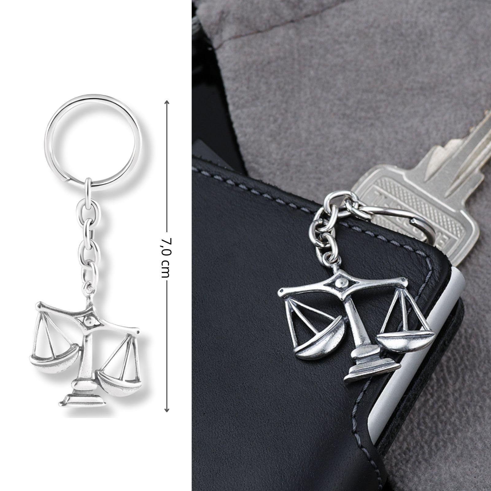 Llavero de plata 925 oxidada para hombre, diseño de signo del zodiaco, regalo para socios