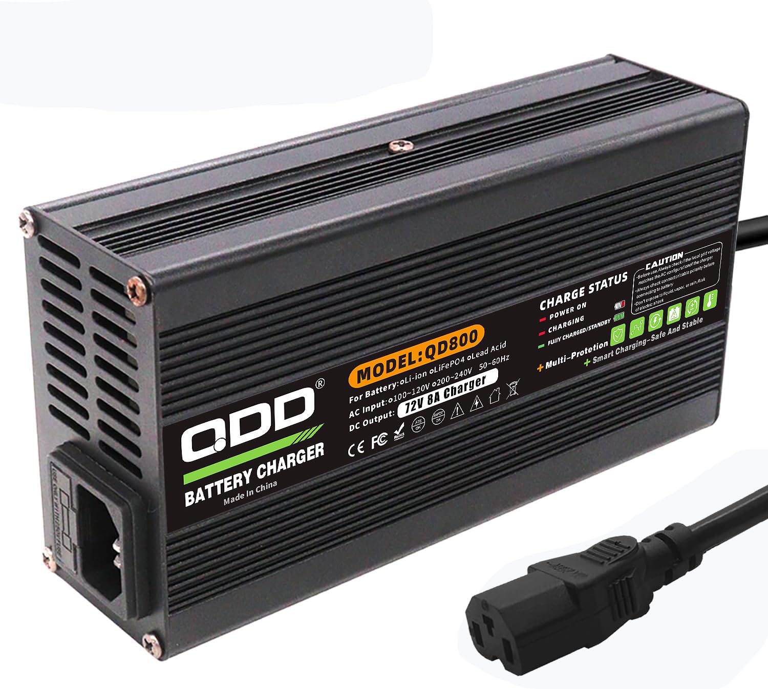 QDD Chargeur 72V 8A Chargeur de Batterie au Plomb 82,8V pour Batterie au Plomb 72V avec Prise CC C13 N+L-