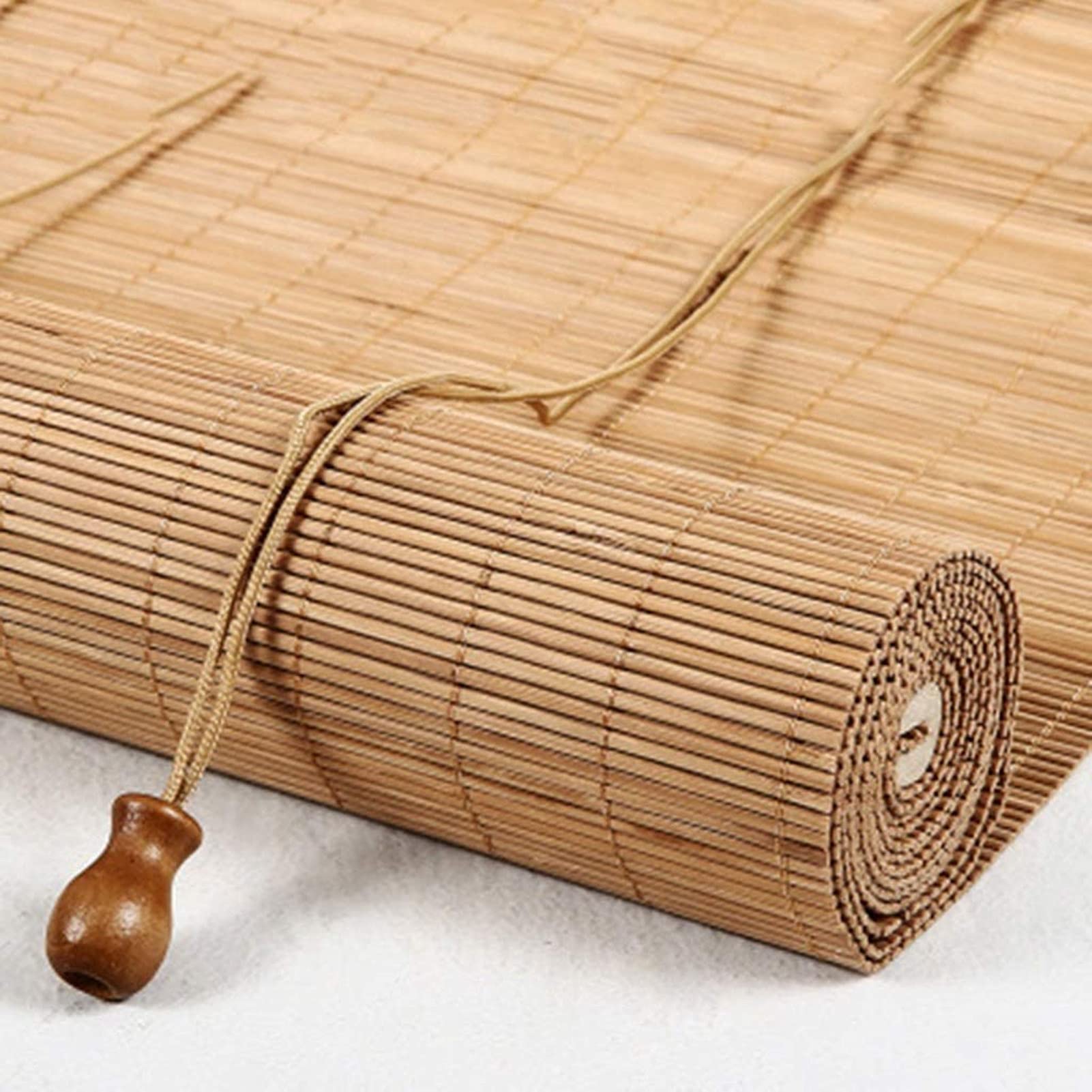 Store Enrouleur en Bambou Taux de Shading 65% Stores À Rouleaux Romains Rideau filtrant la lumière Stores Venitien Volets Protection de la Vie privée (100 x 240 cm)