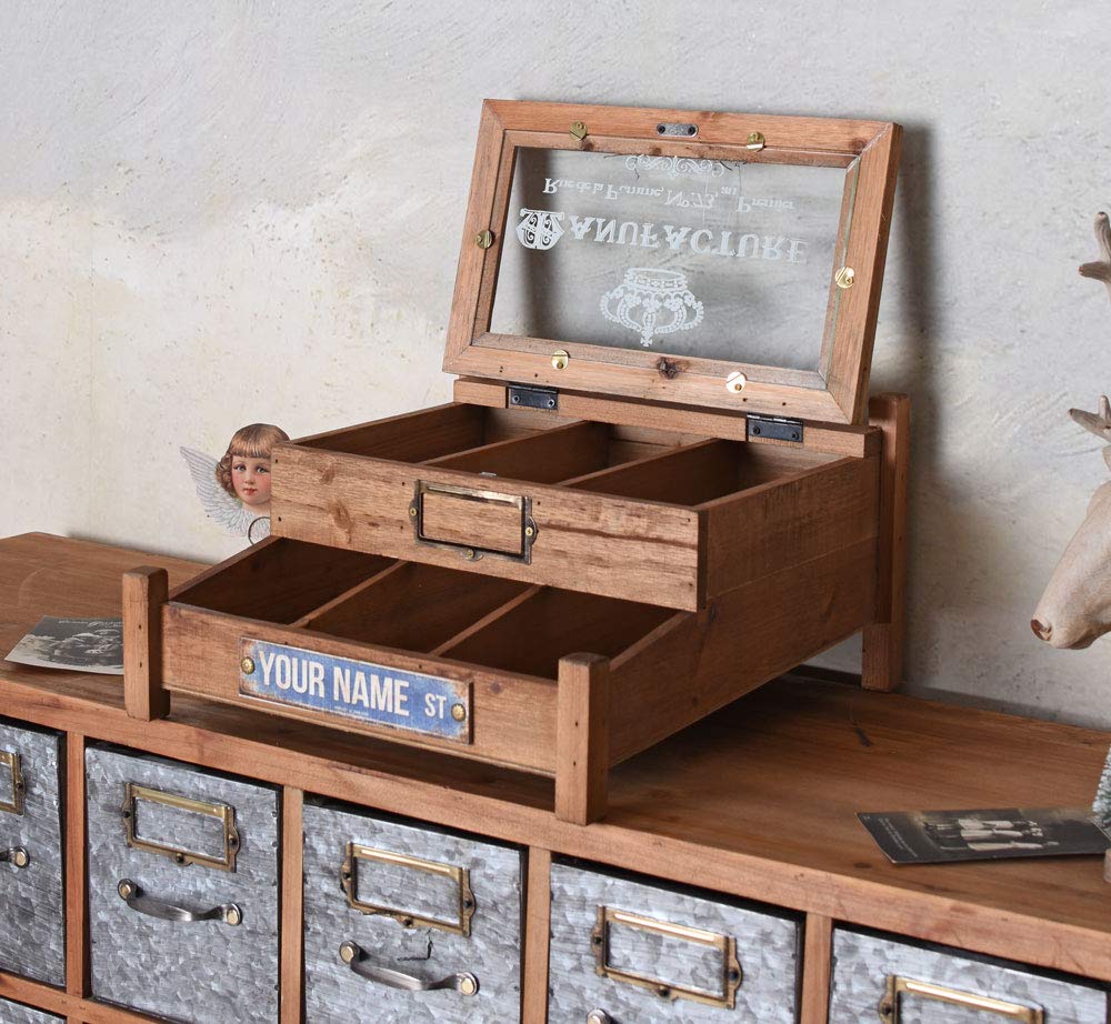 Besteckkiste „MAISON LAVANDE“ – Shabby Chic Holzbox | 3 Fächer | Glasdeckel | Besteckkasten im französischen Landhausstil lof087 Palazzo Exklusiv
