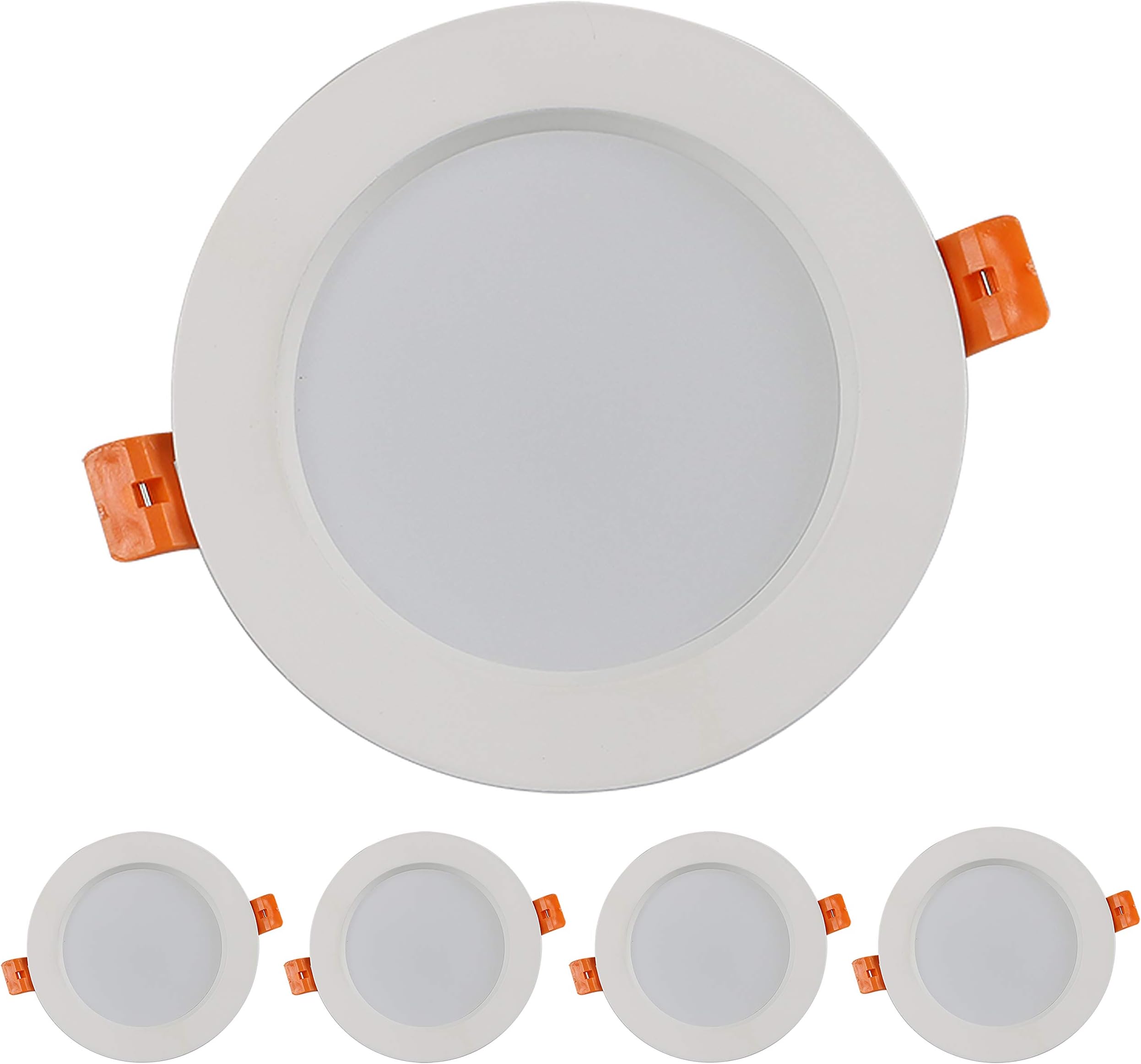 Led Downlights for Ceiling Dimmable,7W Warm White 3000K 550LM 220V IP44 Aluminum Round Panel Spotlights for Bathroom Hallway Stage Office (Pack of 5)