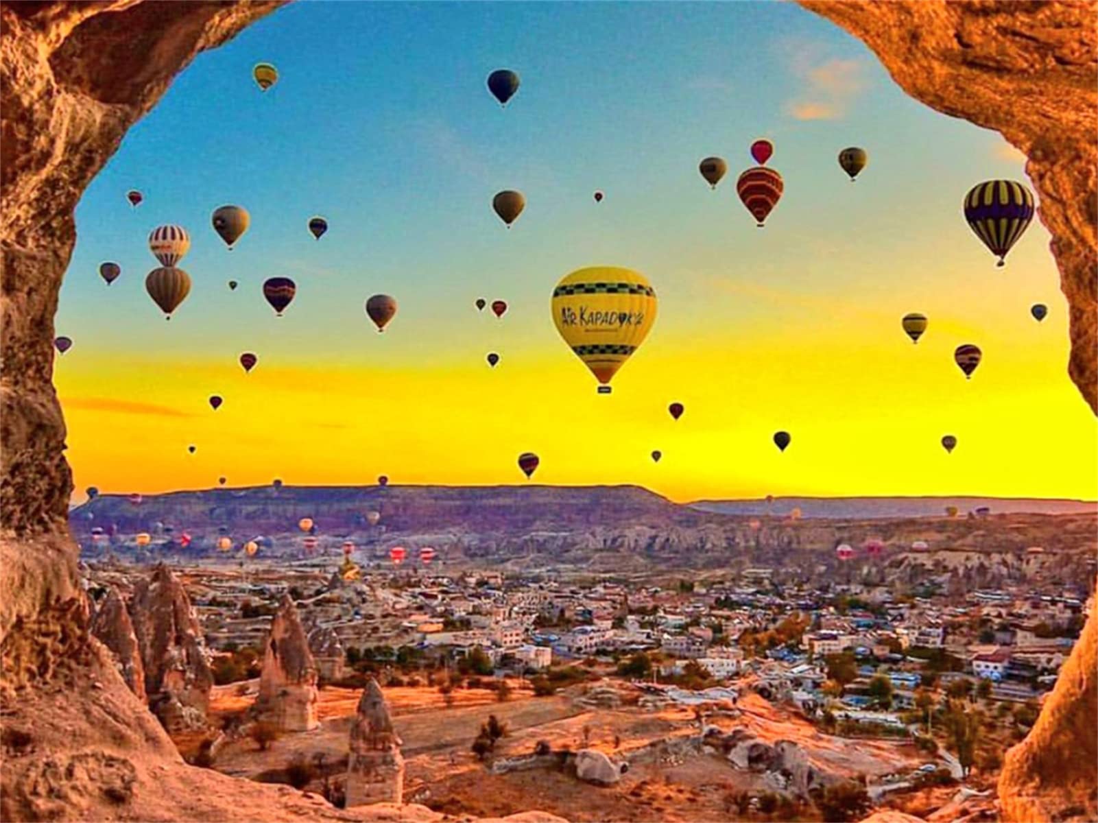 WOWDECOR Paint by Numbers Kits for Adults Kids, DIY Oil Painting - Hot Air Balloon Natural Landscape 16x20 inch (Frameless)
