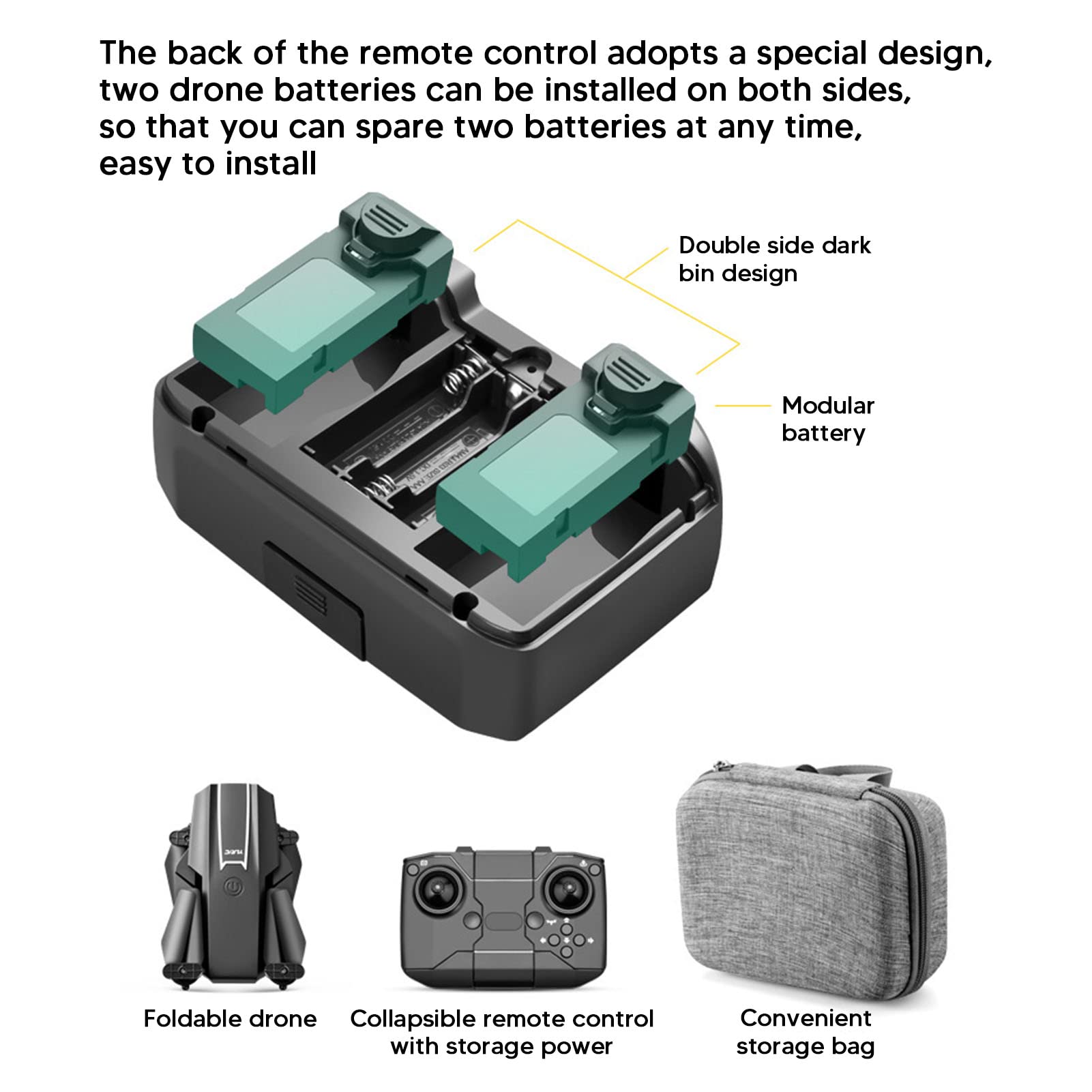 Septpenta Mini Dron dla Dzieci, Składany Mini Dron Z Podwójnym Aparatem 4K HD dla Chłopców I Dziewcząt, Lądowanie Jednym Klawiszem, Utrzymywanie Wysokości, Bateria Litowa 3, 7 V 650 mAh