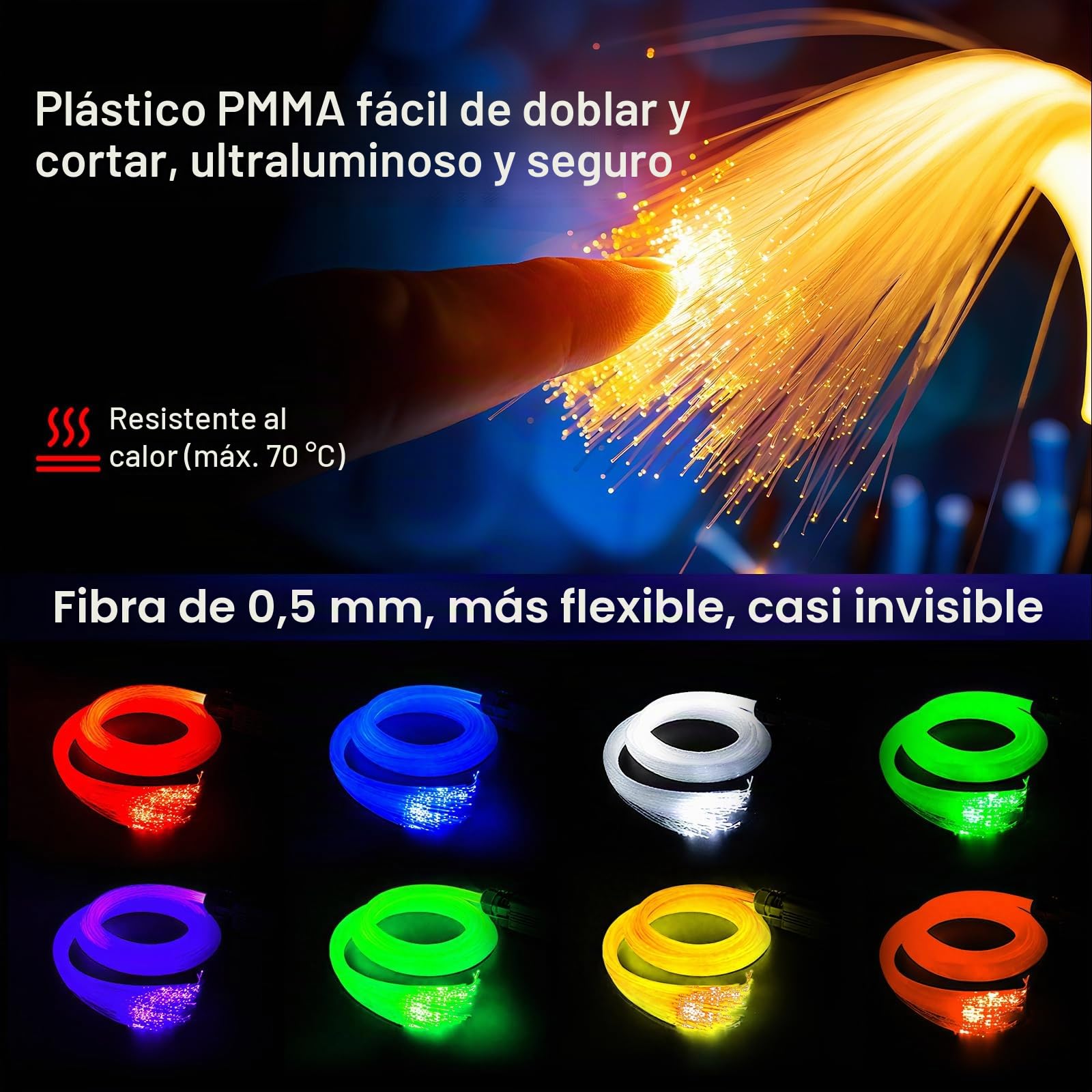 Juego de 800 luces de estrella RGBW de fibra óptica de 0.04 pulgadas y 5 pies para coche con 4 cabezales de luz, mini motor de 16 W, fácil de ocultar, cableado flexible, aplicación/control remoto para