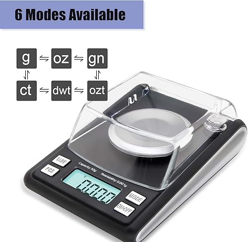 Miniatura 10 de Fuzion Báscula de miligramo báscula digital de alta precisión de 176oz000oz báscula de polvo con 6 unidades de pesaje función de tara pantalla LCD