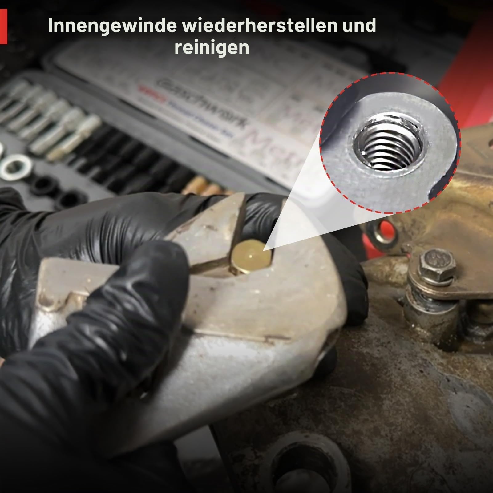 LEONTOOL 15 Stück Metrisches Gewinde Chaser Set, M6 M8 M10 M12 Gewinde Restorer Werkzeug Enthält 7 Gewindebohrer 7 Schneideisen 1 Gewindefeile, Universal Gewindereiniger Werkzeug Gewinde Nachfädeln