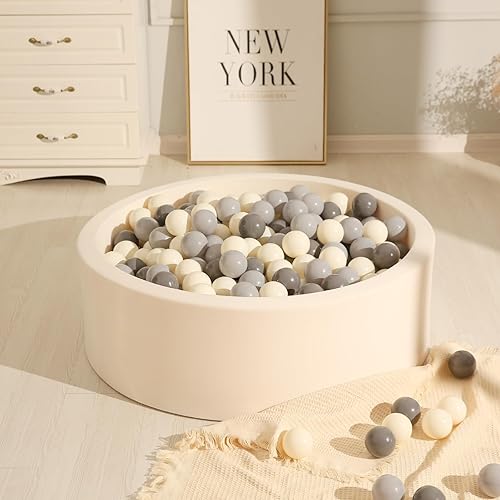 Miniatura 7 de TRENDPLAY Pelotas de 2.75 pulgadas, sin BPA y no tóxicas, estimulan los sentidos y fomentan el desarrollo cognitivo, blanco crema + gris oscuro +