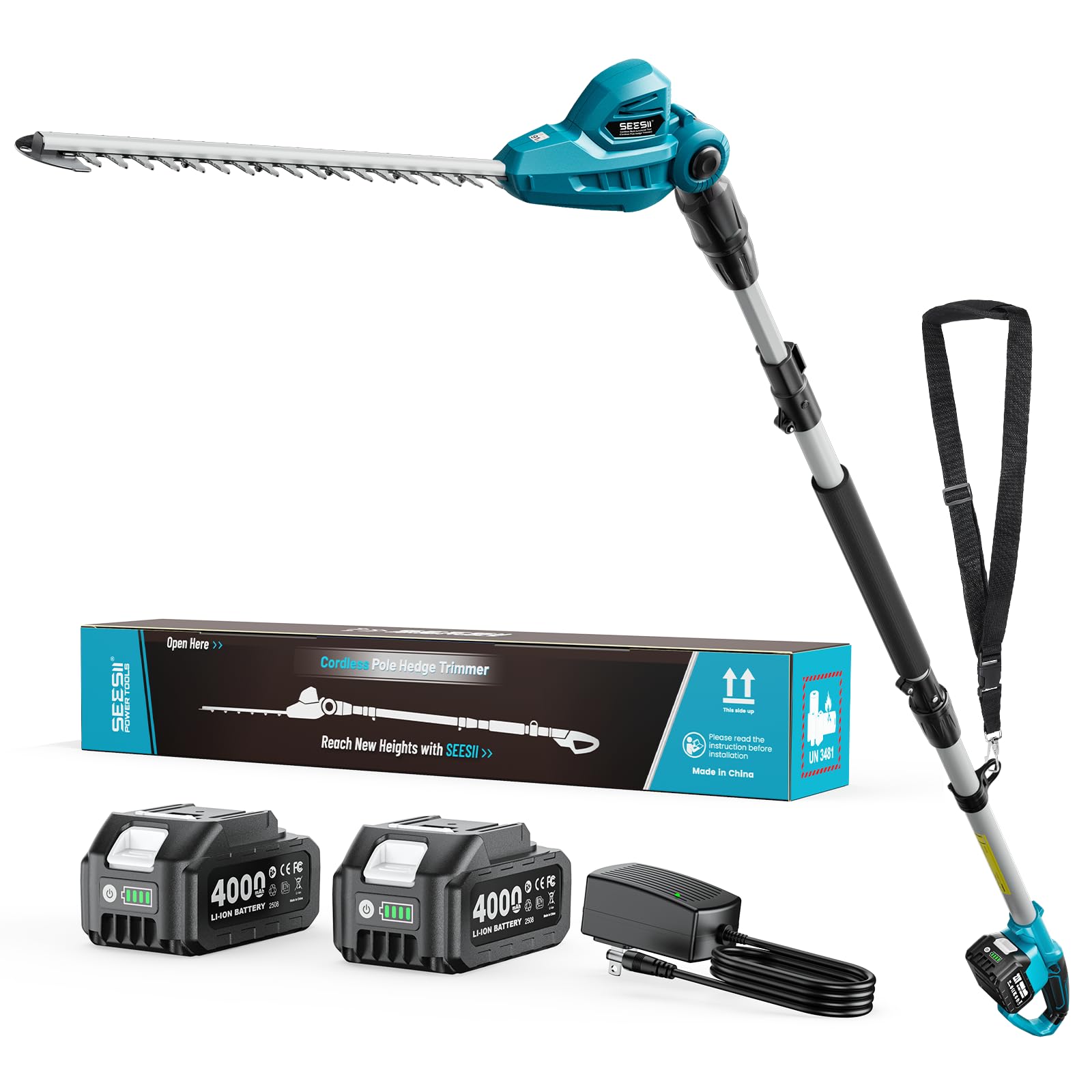 SEESII 16-Inch Pole Hedge Trimmer Cordless