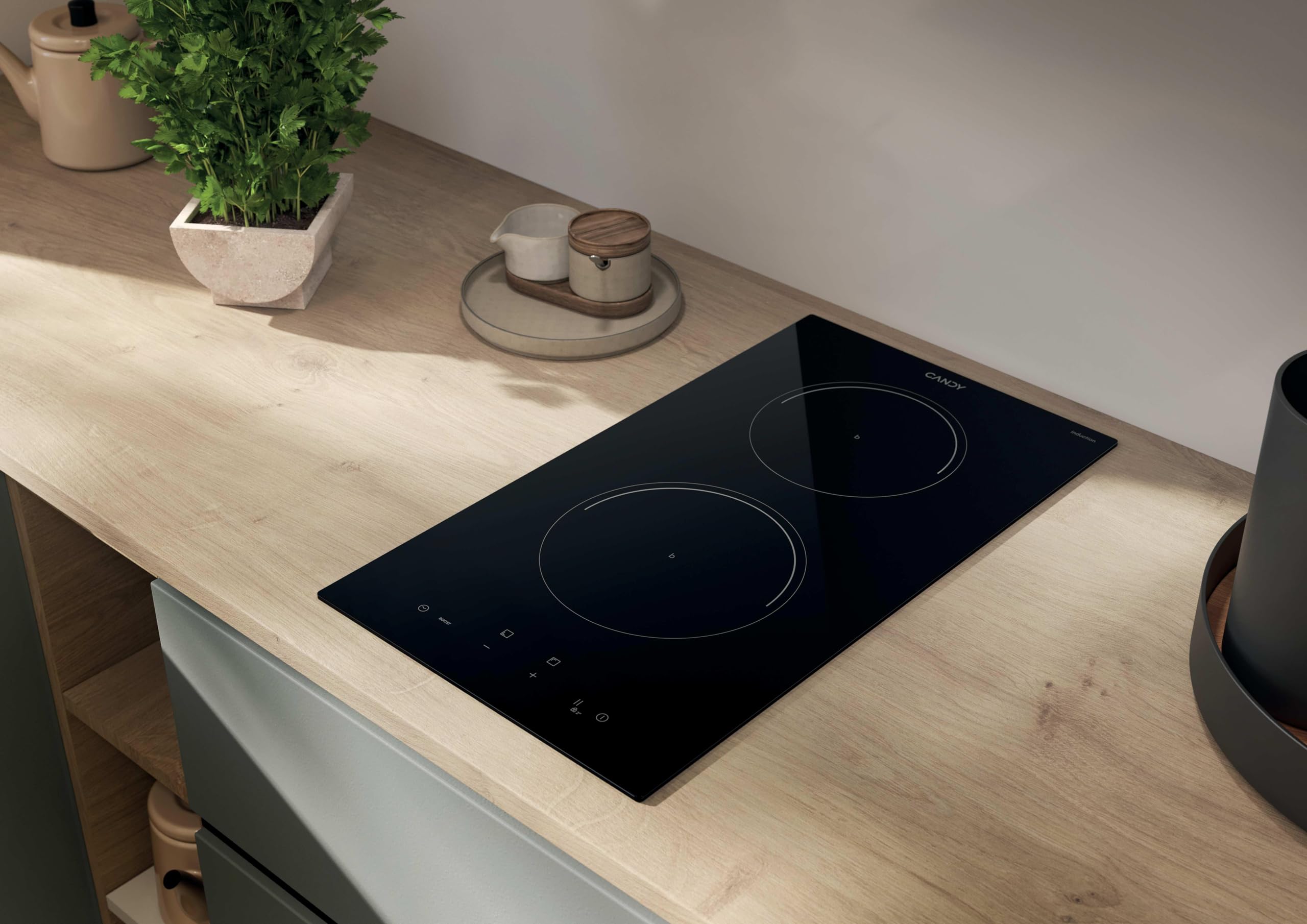 Candy CI32CBB - Piastra a induzione domino, 2 zone, 30 cm, 9 livelli di potenza, 3,5 KW, comandi centrali, indicatore di calore, blocco infaantil, allarme surriscaldamento e versamenti, nero