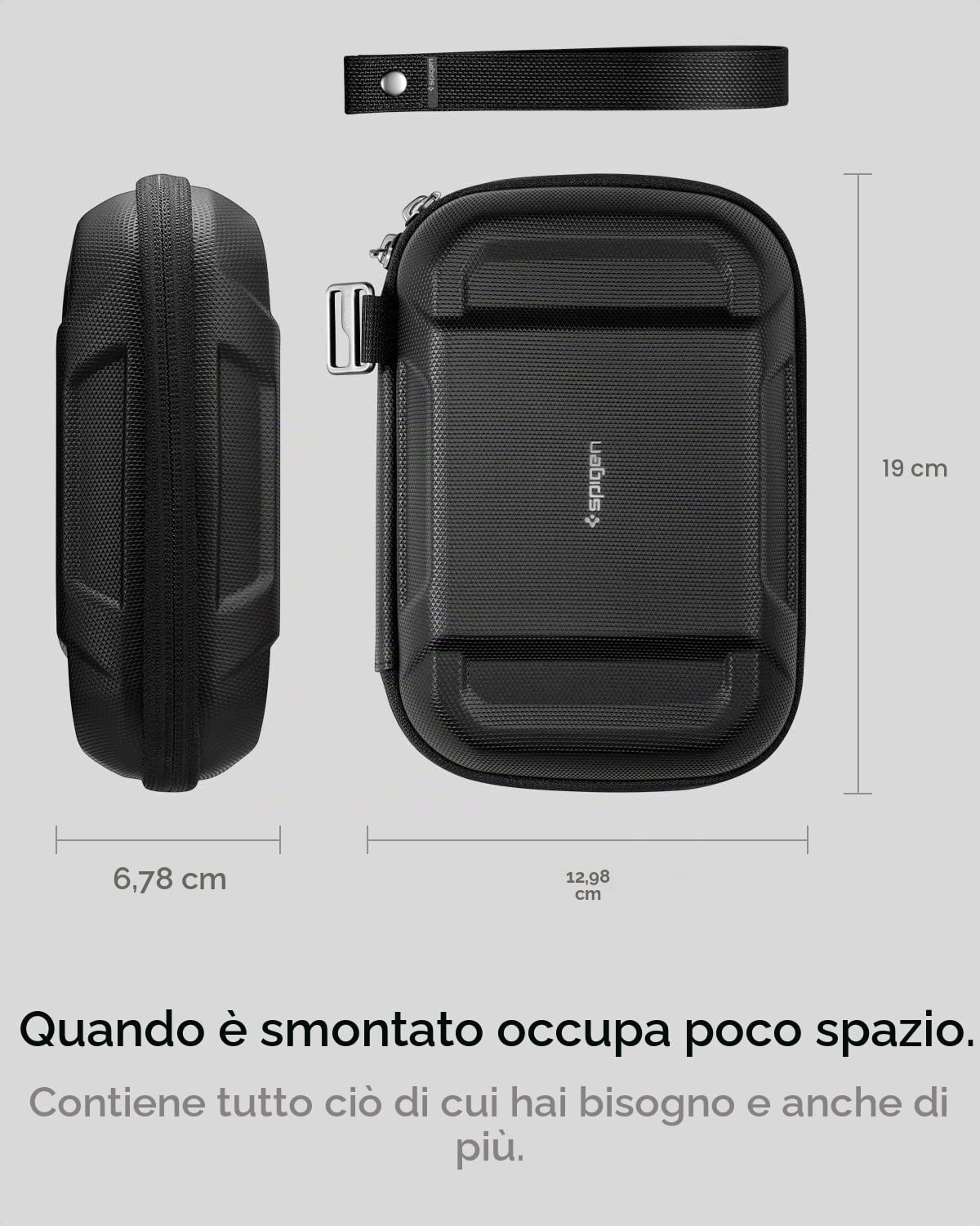 Spigen Rugged Armor Pro Borse organizer per cavi con Braccialetto, Custodia da Viaggio Per USB Cable, Watch Strap,Elettronica accessori ecc.- Nero
