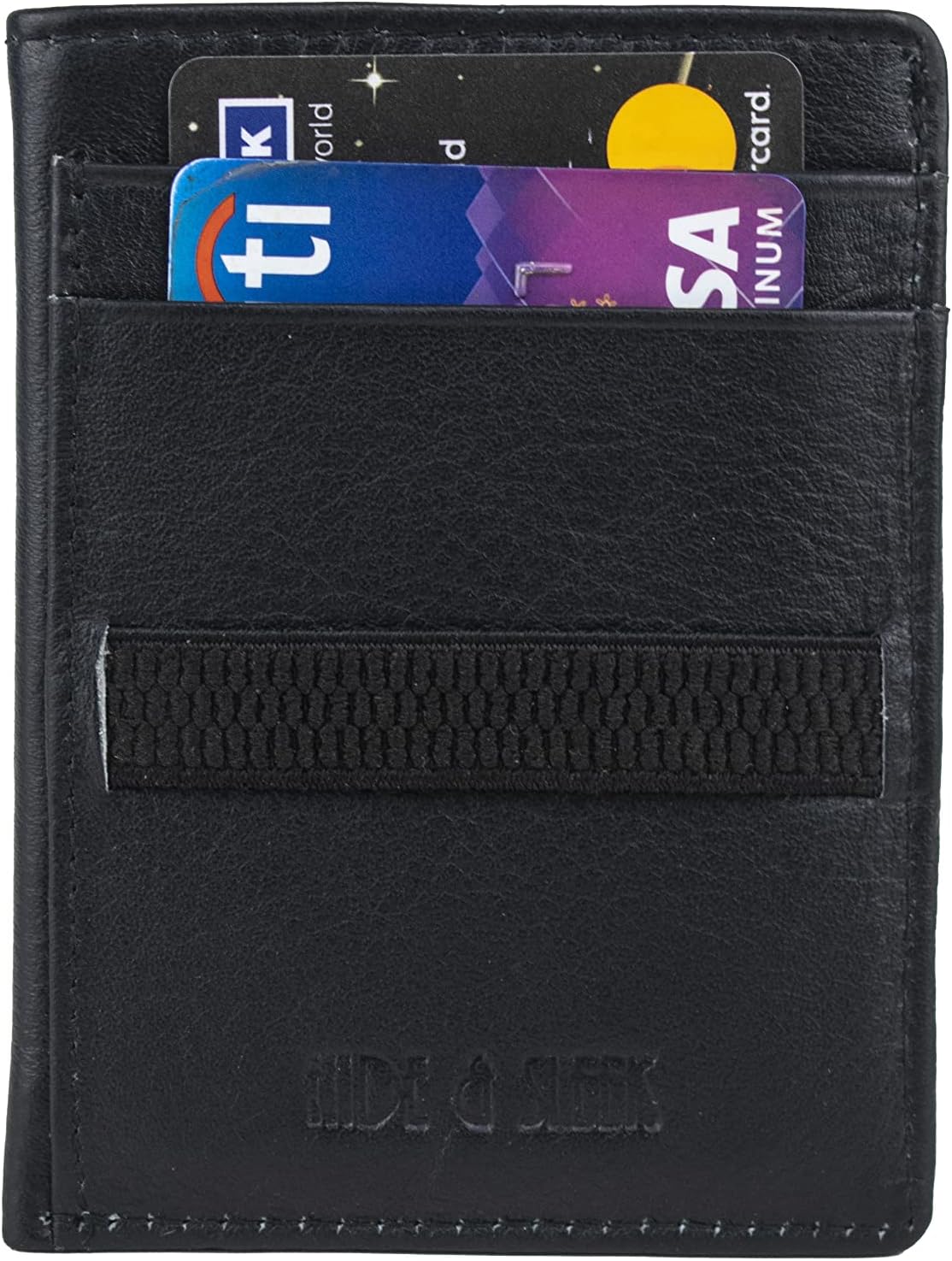 Men Genuine Black Leather Business Card Holder