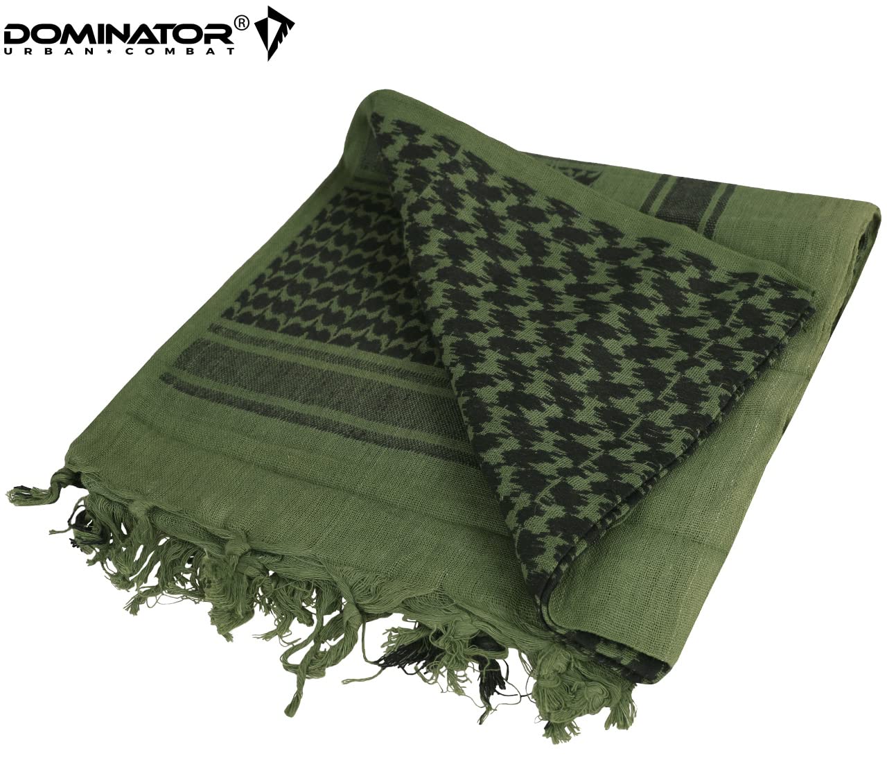 DOMINATOR URBAN COMBAT Szal taktyczny Shemagh z frędzlami, 100% bawełna, wojskowy Shemagh Tactical Desert Shemag Scarf, chusta na szyję dla kobiet i mężczyzn, 100 x 100 cm – wiele kolorów