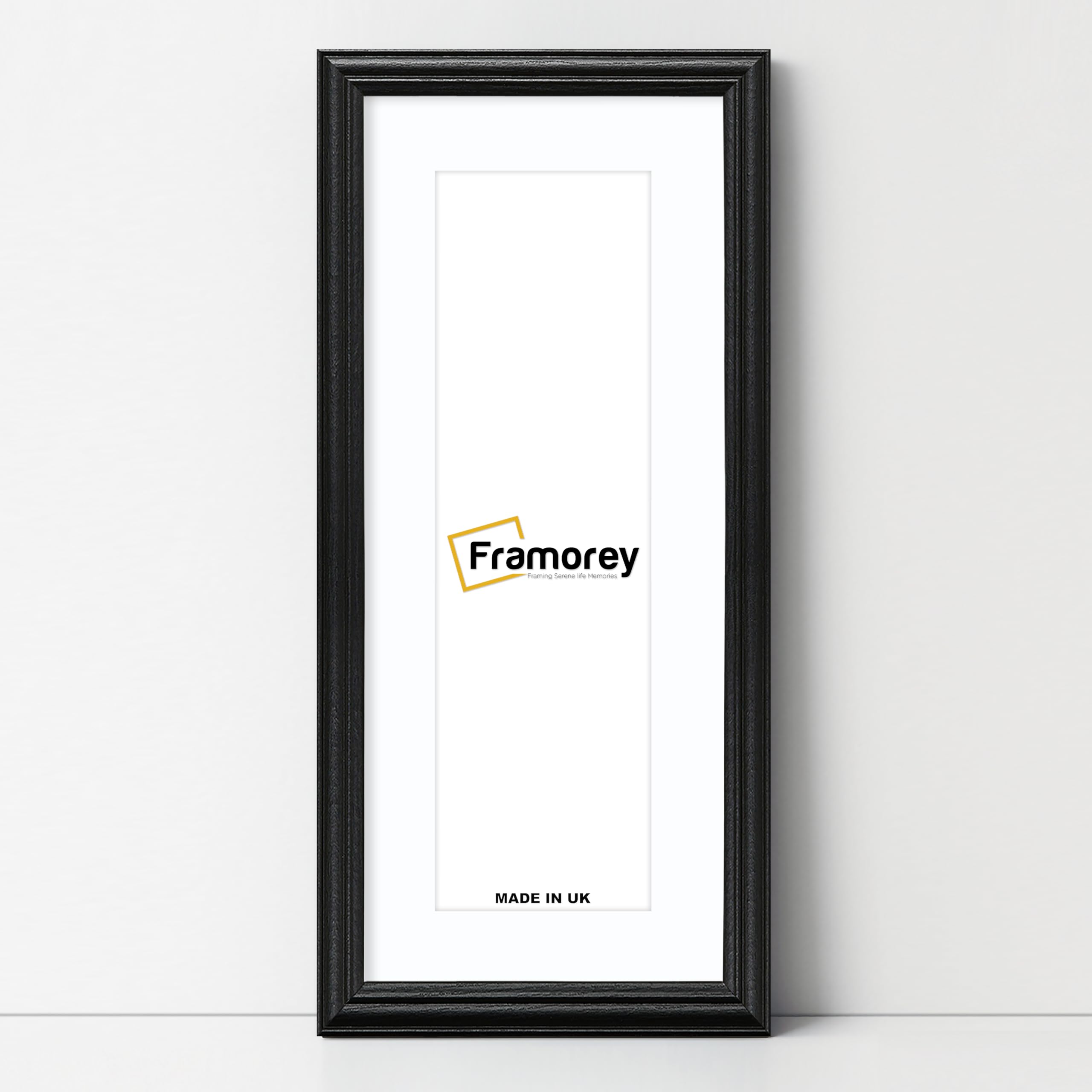 FRAMOREY Panoramic Style Antique LW Picture Frame, 20x12" Black Photo Frame With 16x8" White Mount Wall Art Poster Frame, Modern Photo Frames, Home Décor Frames