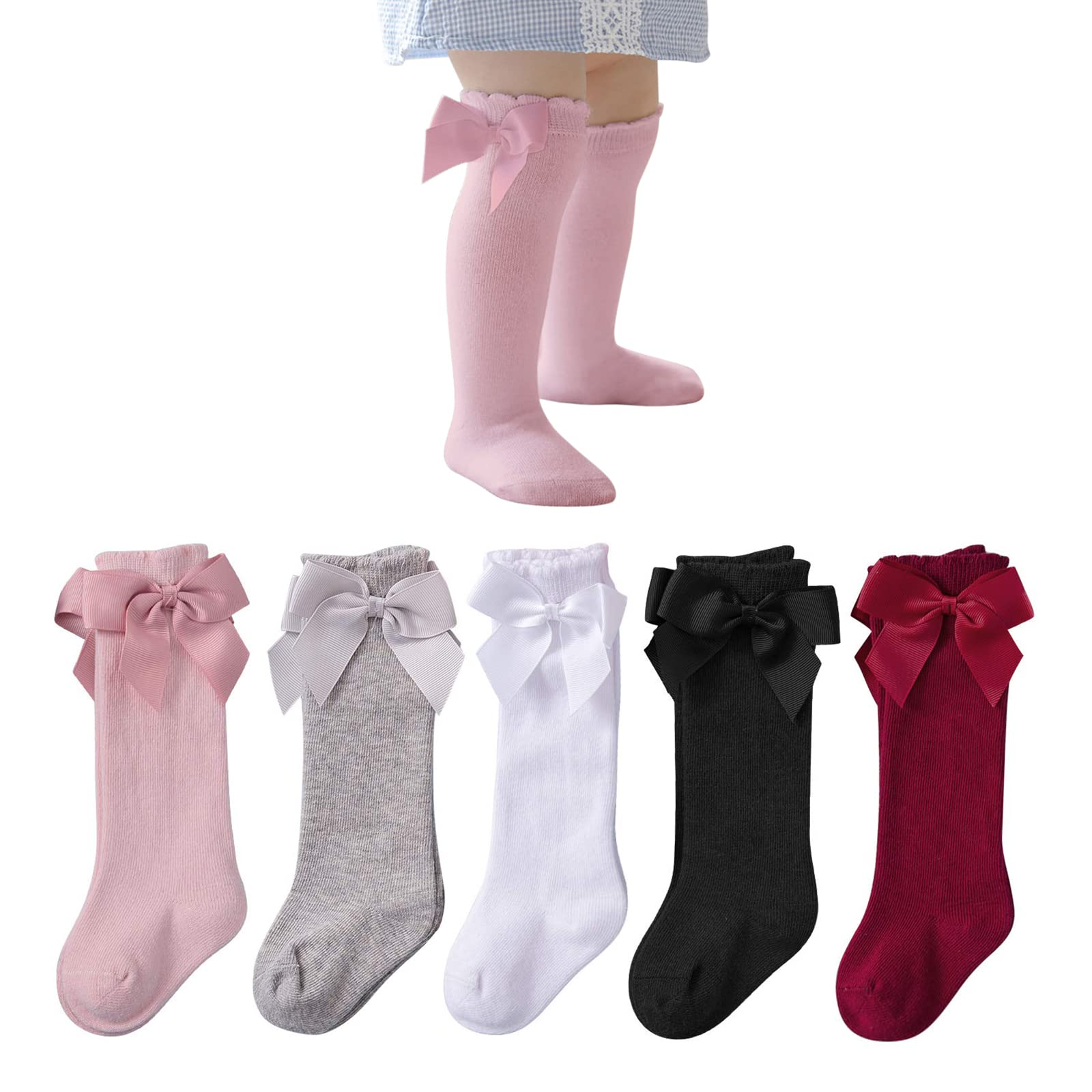 American Trends Baby Knee High Socks - Girls & Boys Newborn to Toddlers - Ruffled Tube Socks