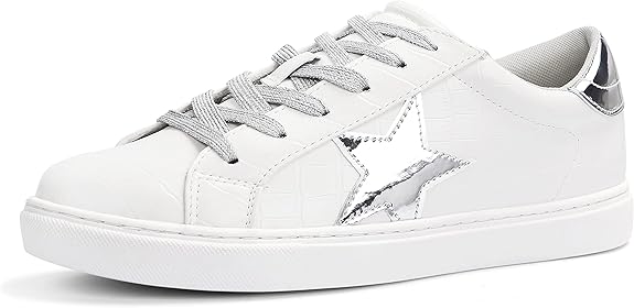 PARTY Women's Fashion Star Sneaker Lace Up Low Top Comfortable Cushioned Walking Shoes
