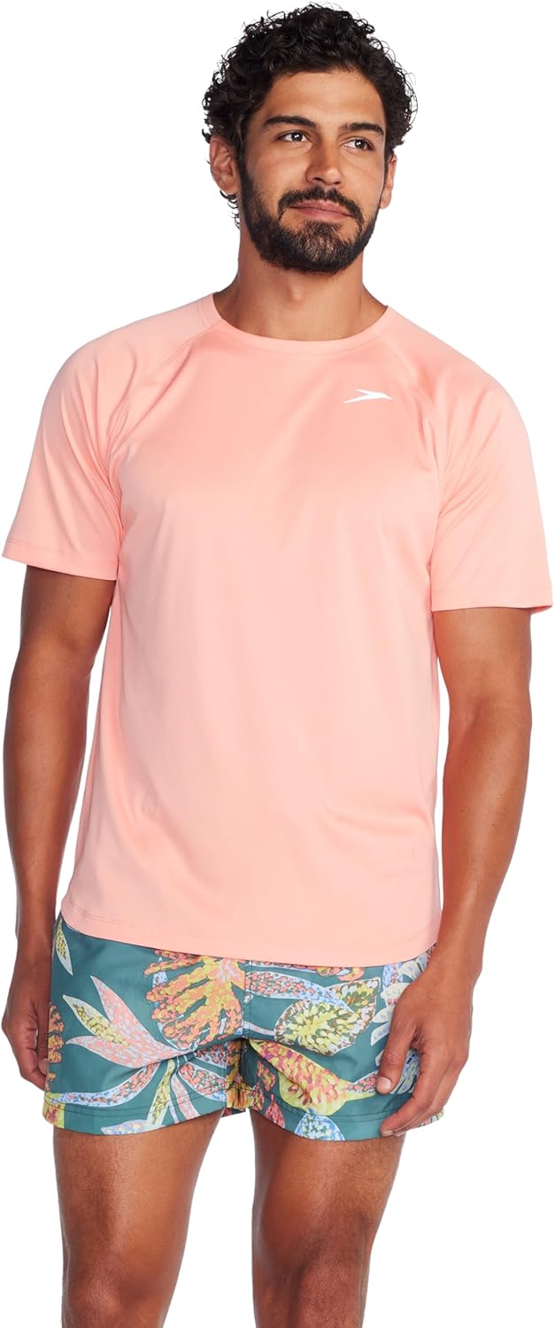 Speedo Men's Uv Swim Shirt Short Sleeve Regular Fit Solid