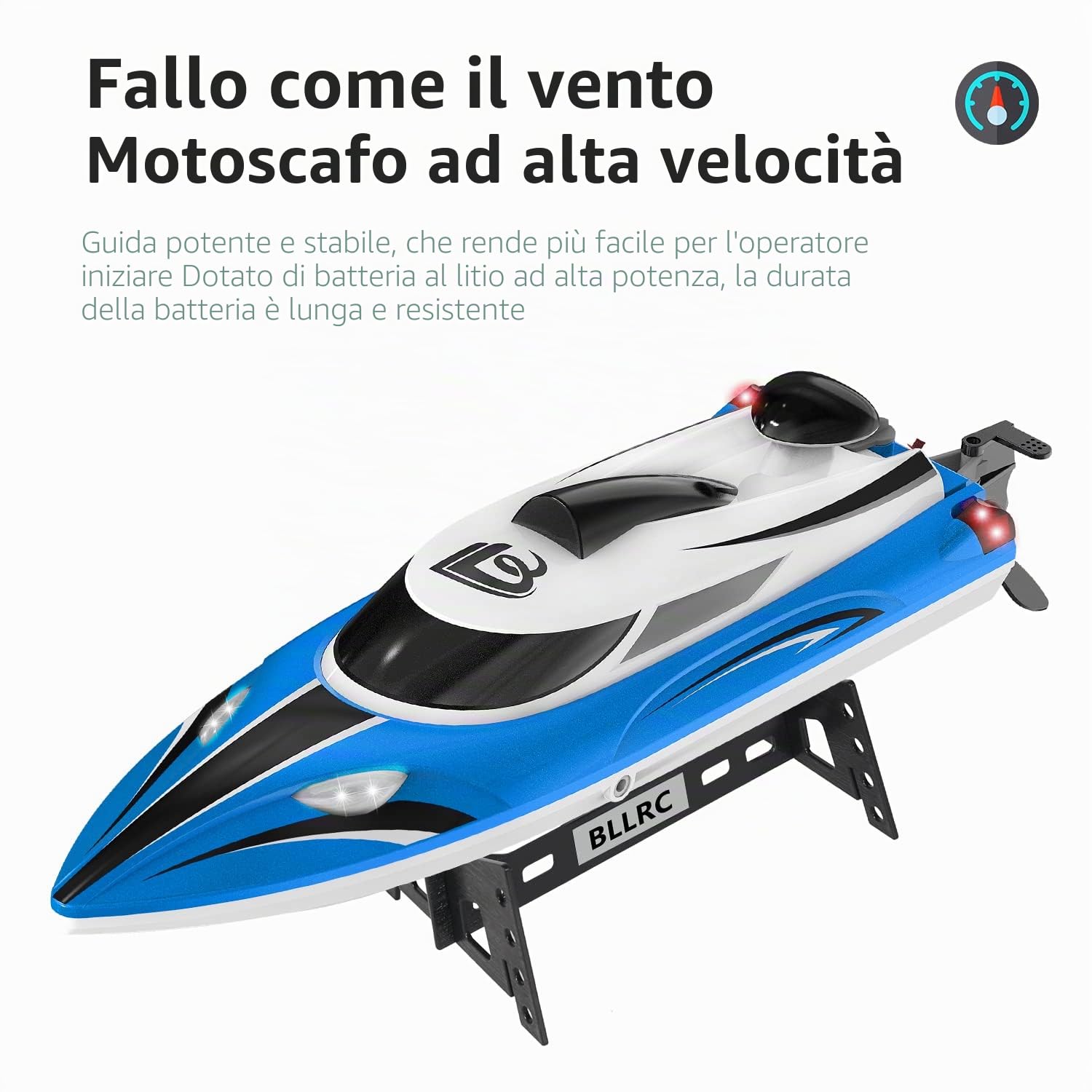 Motoscafo ad alta velocità Telecomando impermeabile Telecomando a bordo Modello di barca Giocattolo Modello di nave elettrica Yacht BLLRC L100 (Blu)