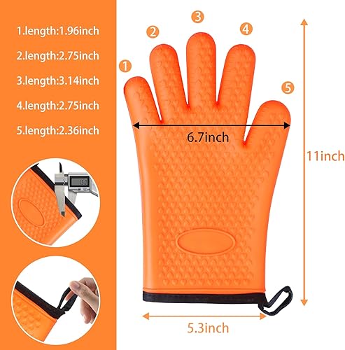 Miniatura 7 de Burfield Guantes de silicona para horno, resistentes al calor, guantes de silicona para horno, largos, impermeables, antideslizantes, para cocinar,