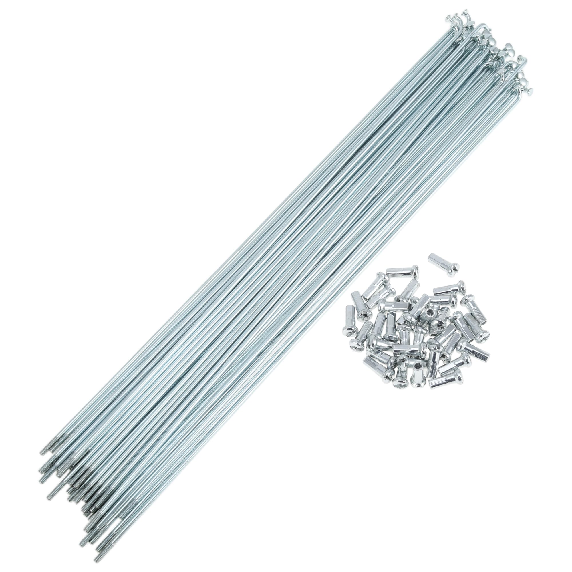 A ABSOPRO 36 Set 13G Bicycle Spokes 283mm Bike Wheel Spokes Galvanized Carbon Steel Silver Tone