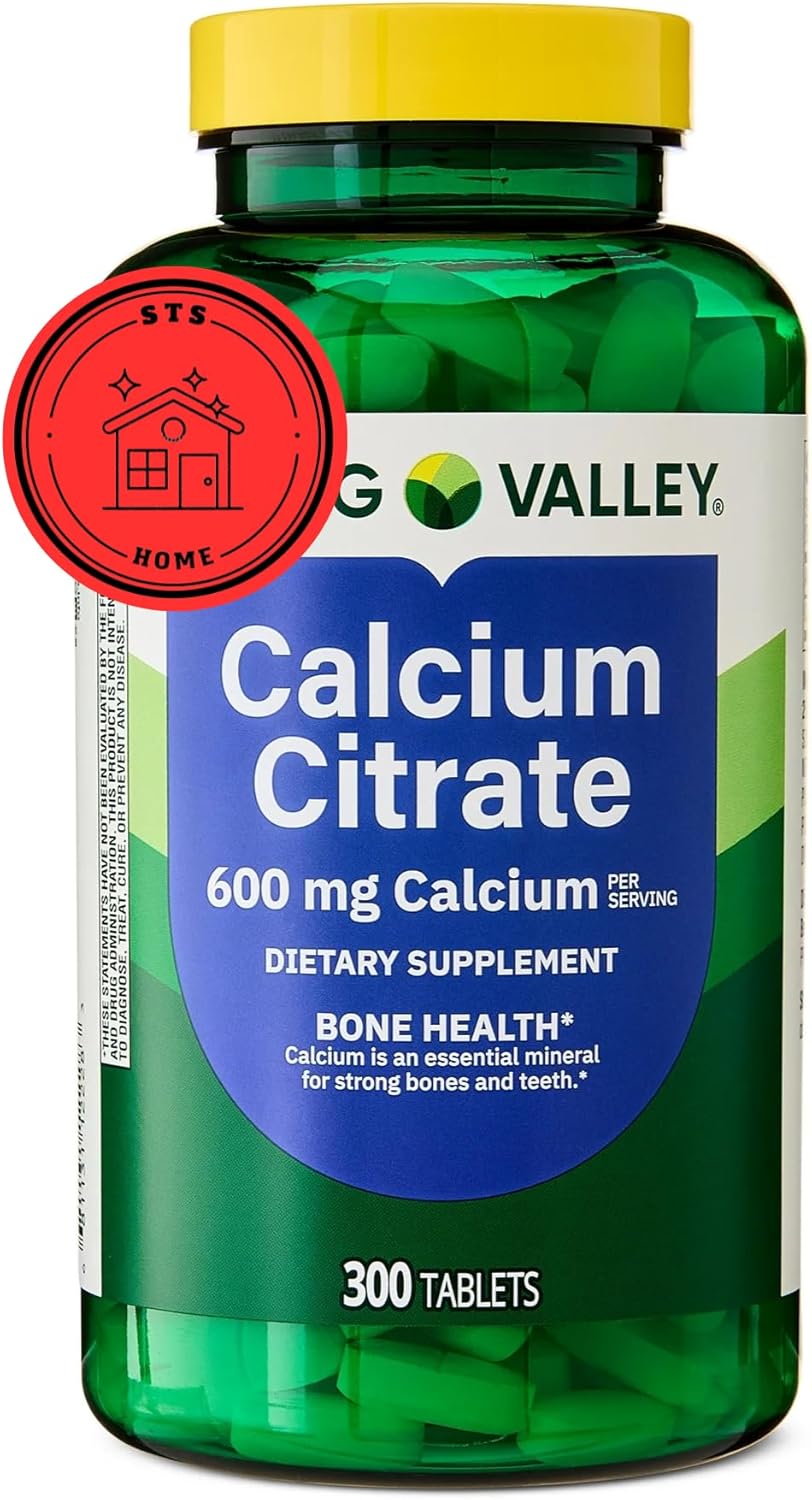Spring Valley Calcium Citrate 600 mg, 300 Tablets - Bone & Joint Health + STS Sticker.